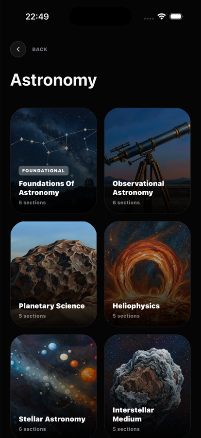Knowverse subject library with focused learning tracks.